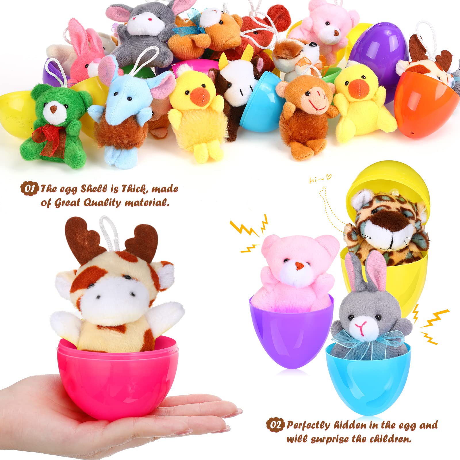 12set/24set/30set/36set Prefilled Easter Eggs with Plush Stuffer Animal for Easter Eggs Hunt Basket Stuffers Filler Prefilled Easter Eggs with Bunny for Boys Girls Outdoor Play Classroom Prize Easter Party Favors 12set/24set/30set/36set Prefilled Easter Eggs with Plush Stuffer Animal for Easter Eggs Hunt Basket Stuffers Filler Prefilled Easter Eggs with Bunny for Boys Girls Outdoor Play Classroom Prize Easter Party Favors