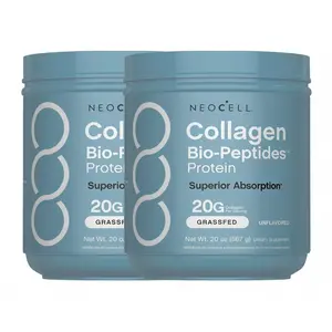 2 Bottles NeoCell Collagen Bio-Peptides Powder 20oz - Grassfed Protein Supplement - Advanced with 18 Essential Amino Acids