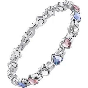 crystal jewelry gift  Fashion Colorful Heart Rhinestone Bracelet, Unisex Minimalist Versatile Personalized Jewelry, Stylish Accessory for Men & Women provide adjustment tools as a gift