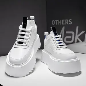Four Season New Men'S Fashion Trend Thick Soled Height Increasing Casual Sports Shoes Closed Trainer Sneaker Training Runner Athletic Footwear Lace