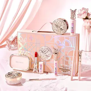 Peach Face Delight Cosmetic Makeup Set: Eyeshadow, Lipstick, Cushion Concealer, and Foundation Combo. Holiday Gift Idea, Christmas Gift Suitable for Girls.