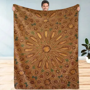 Intricate Geometric Moroccan-Inspired Warm Earthy Tones Decorative Throw Blanket
