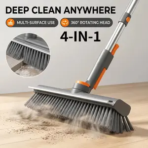 4-in-1 Floor Scrub Brush，Telescopic Cleaning Brush