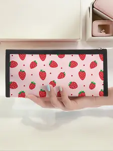 Strawberry Pattern Triangle Pencil Case, Portable Multi-Functional Stationery Storage Bag, Zipper Design, Unisex, All Seasons, Multifunctional Stationery