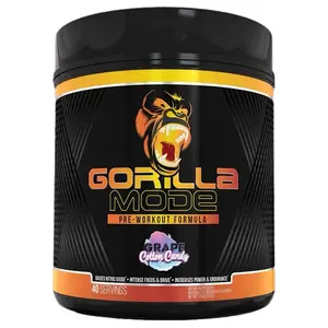 Gorilla Mode Pre Workout 2.0 Grape Cotton Candy Flavor 40 Servings Intense Focus Drive & Endurance Boost + Free Shaker