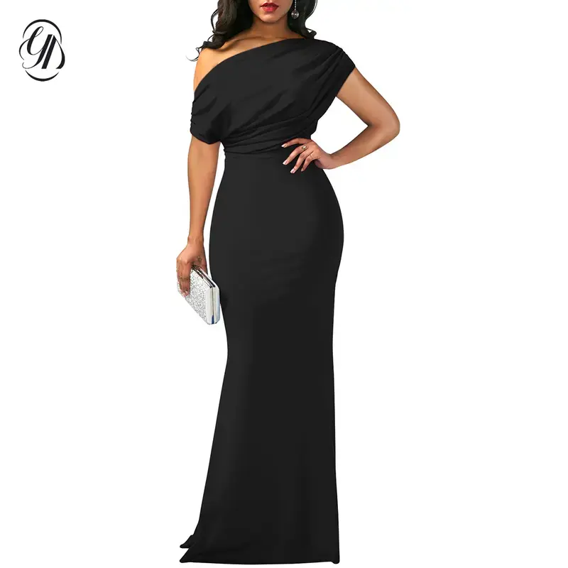 OYV Women's Elegant Sleeveless Off Shoulder Bodycon Long Formal Cocktail Party Evening Dress
