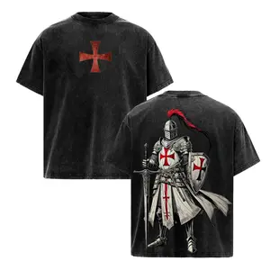 Crusader Knight Christian Knight Templar T-Shirt Vintage Washed, Crusader Armor of God Tee, Jesus Warrior Cross Graphic Shirt, Religious Faith Top, Christian Apparel Gift , Church Outfit