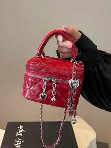 Women's Solid Color Chain Strap Crossbody Bag, Fashionable PU Leather Shoulder Bag for Daily Used, Casual Trendy Versatile High-quality Daily Commuting Bag