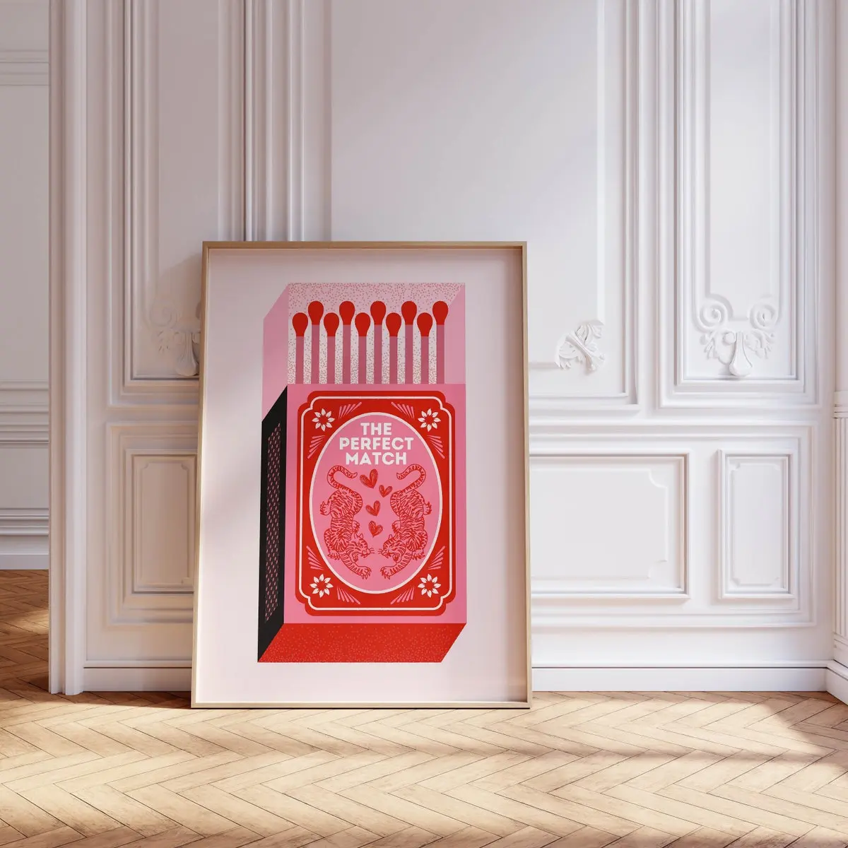 The Perfect Match Poster, Funky Matchbox Wall Art Print, Trendy Valentine’s Day Bedroom or Apartment Decor, Unframed