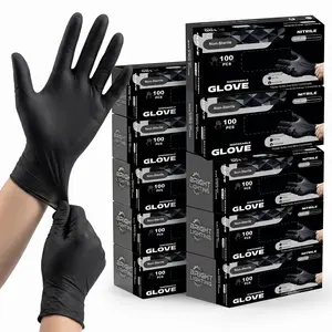Premium Black Pure Nitrile Disposable Cleaning Gloves - Abrasive Resistant, Textured Fingertips, Comfortable, Durable, Heavy-Duty, Multi-Size, Powder-Free, Latex-Free, Puncture-Resistant - Ideal for Mechanic Work, Food Handling - 100-Count Box