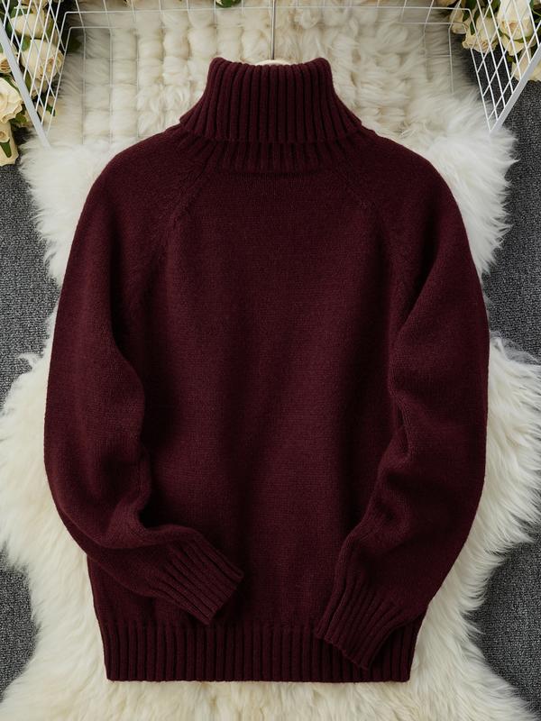 Women's Fitted Long Sleeve High Neck Sweater Knitwear, Casual Style Earth Tone Pullover, Perfect for Fall & Winter, Single Wear or Layering