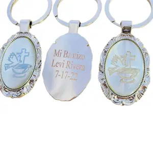 Personalized Baptism Keychains - 12pcs Metal Keychains with Custom Engraving Options for Bautizo & Comunion - Unique Party Favors