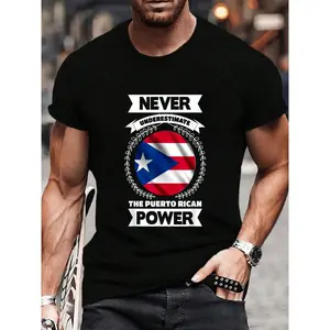 100% Cotton Never Underestimate The Puerto Rican Power Puerto Rico T-Shirt Women's Men's Graphic Tee Causal Tops Fashion