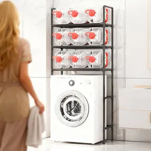 Heavy Duty Metal Toilet Rack, Storage Rack Above Washing Machine and Dryer, Laundry Room Vertical Rack, Suitable for Washing Machine and Dryer Storage Rack Above Toilet, Space-Saving Multi-Functional Storage Rack (Balcony/Laundry Room) - Floor-to-Ceiling