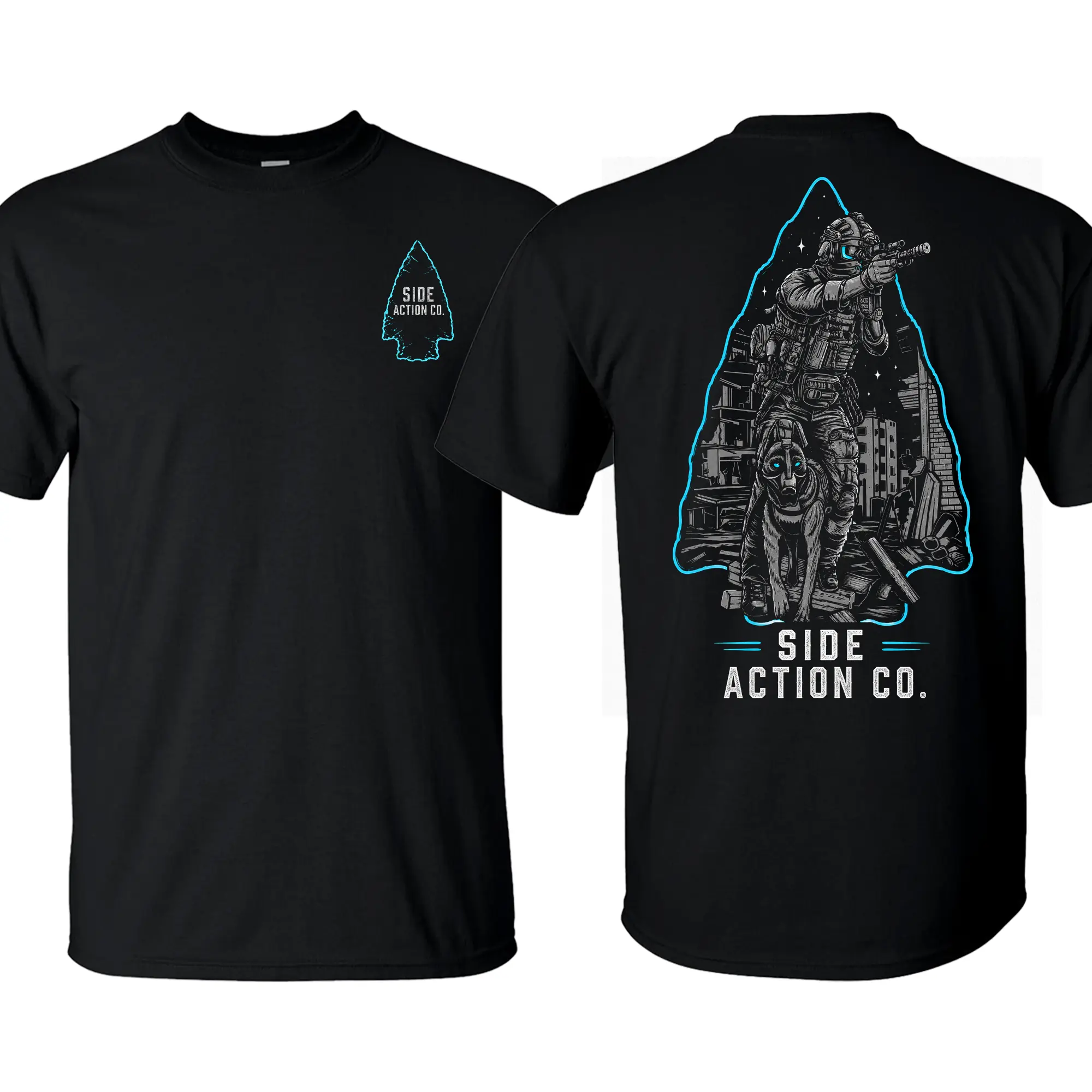 Side Action Tactical K9 Handler T-Shirt – Military Working Dog Operator Graphic Tee, Special Forces Streetwear Shirt for Men, Veteran Outdoor Lifestyle Apparel