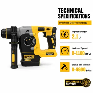 DEWALT DCH273 20V Max SDS-Plus Rotary Hammer | 2.1J Impact & 0-1050 RPM for Concrete Drilling   dewalt rotary   detachable tire high torque 4-mode drill tool