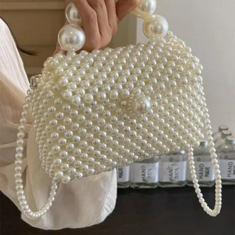 Women's Elegant Pearl Decorated Crossbody Bag, Fashionable Minimalist Shoulder Bag, Handbag Shoulder Purse for Daily Used, Casual Trendy Versatile High-quality Daily Commuting Bag, Fashionable Unique Bags, Crossbody Handbags