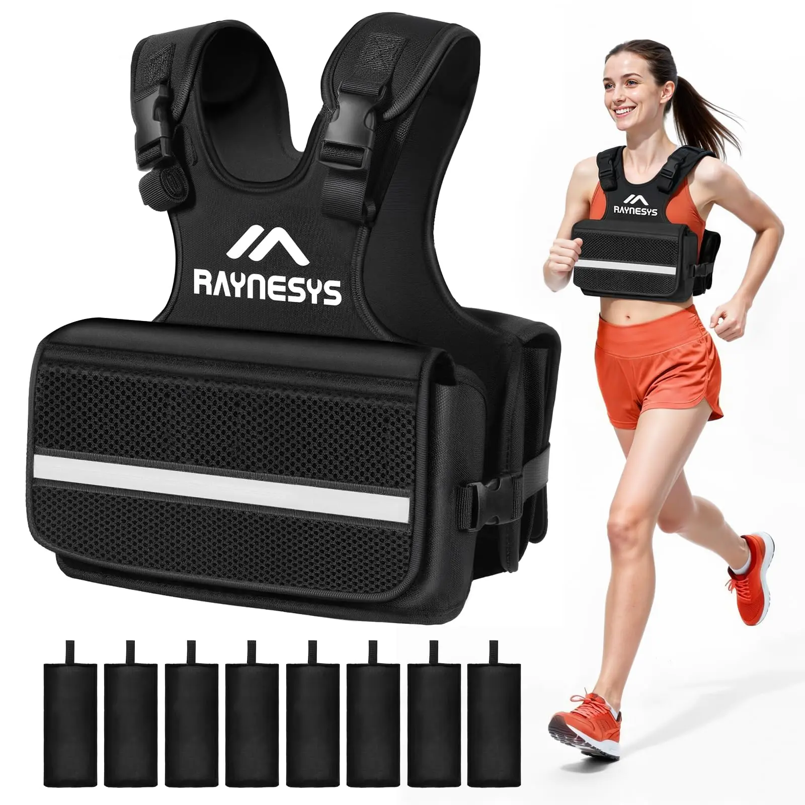 Adjustable Weighted Vest for Exercise (1–12 lbs), Unisex Training Vest with Comfortable Fit, Reflective Strip & Storage Pocket