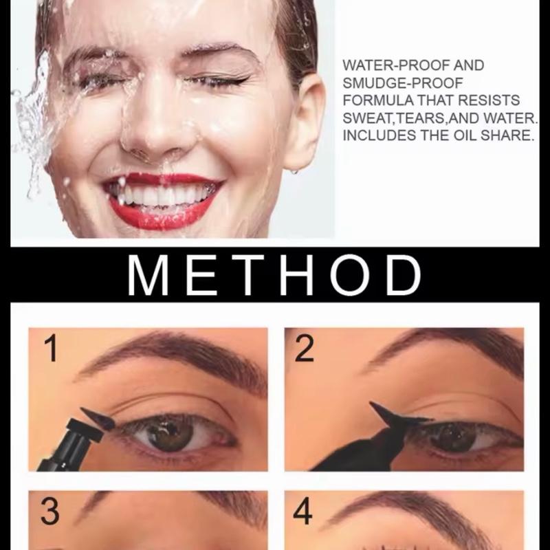 Big Seal Stamp Liquid Eyeliner Pen Waterproof Fast Dry Black Eye Liner Pencil With Double-ended Tip for Precise Application