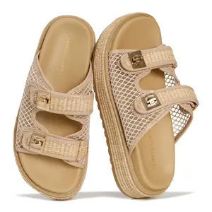 Project Cloud Women's | Genuine Leather Platform Sandals | Memory Foam Insole | Lightweight | Non-Slip - Havana