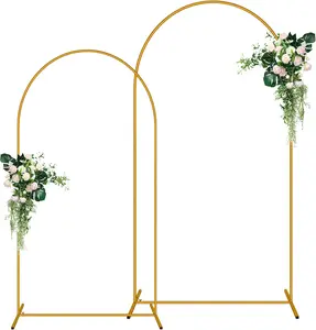 2 Pack Metal Arch Backdrop Stand (7.2FT/6FT), Decorative Balloon Arch Stand, Easy Assembly Backdrop Arch Stand, Gold Wedding Arch Stand for Party Decoration and Baby Shower