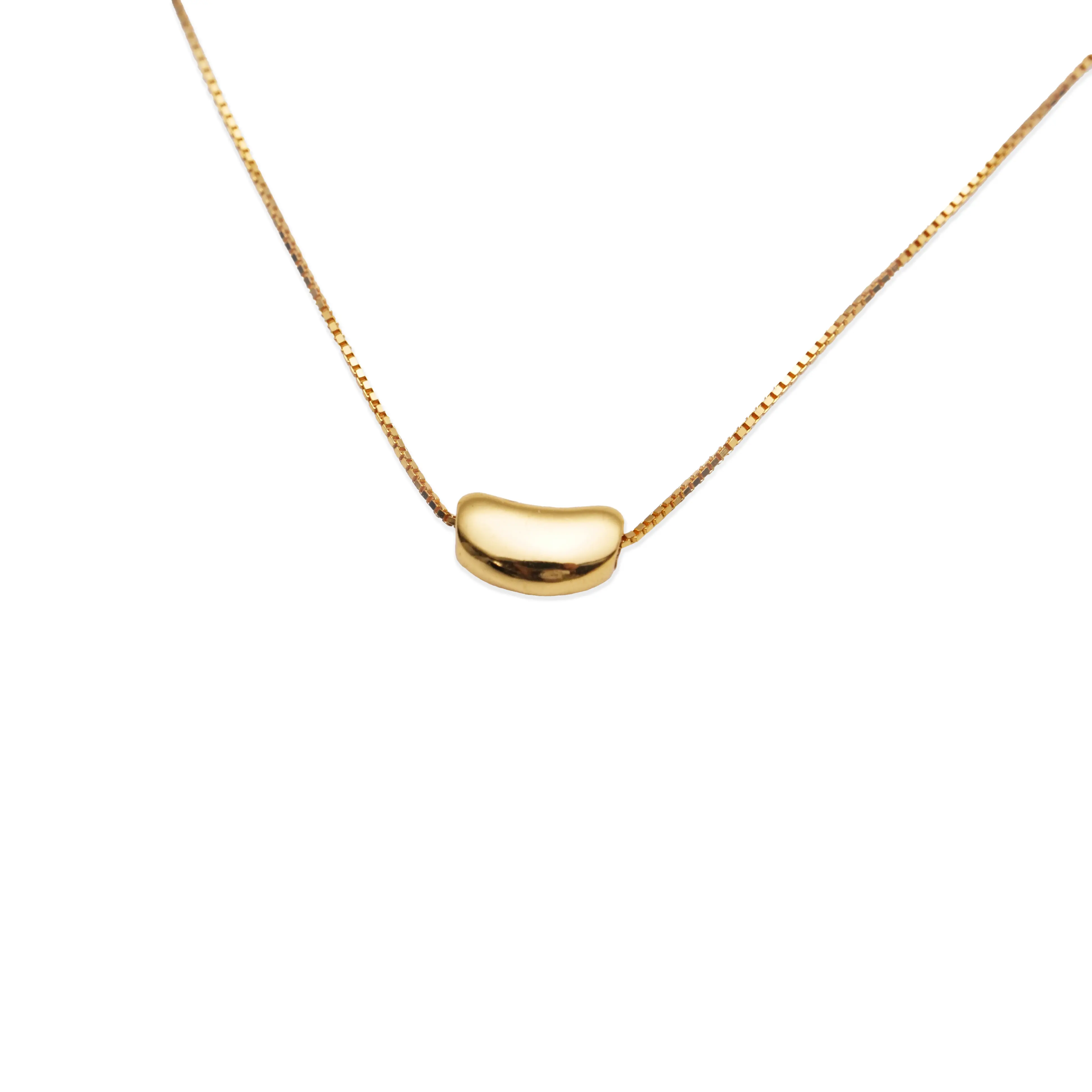 S925 Sterling Silver Minimalist Bean Pendant Necklace for Women with Heart-Shaped Design
