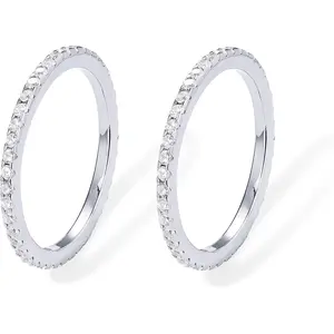 Gold Plated Solid Silver CZ Simulated Diamond Stackable Ring Eternity Bands for Women