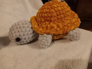 Crocheted Yellow and Grey Turtle - Soft and Cozy Design