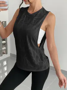 Women's Random Pattern Zigzag Jacquard Sports Tank Top, Casual Breathable Comfortable Sports Vest for Gym Workout Running, Ladies Sportswear for All Seasons, Athletic Top