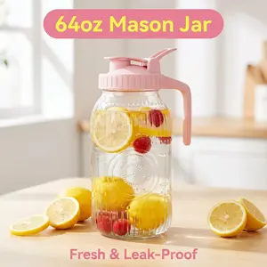 Sunflower Mason Jar Pitcher 64oz Leak Proof Hot Cold Water Bottle For Home Outdoor