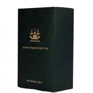 HAOHESHUN Jasmine Pagoda Green Tea - Handcrafted Pagoda Shapes with Fragrant Jasmine Blossoms - 6 Packs per Pack - Hot or Iced Tea - China Origin