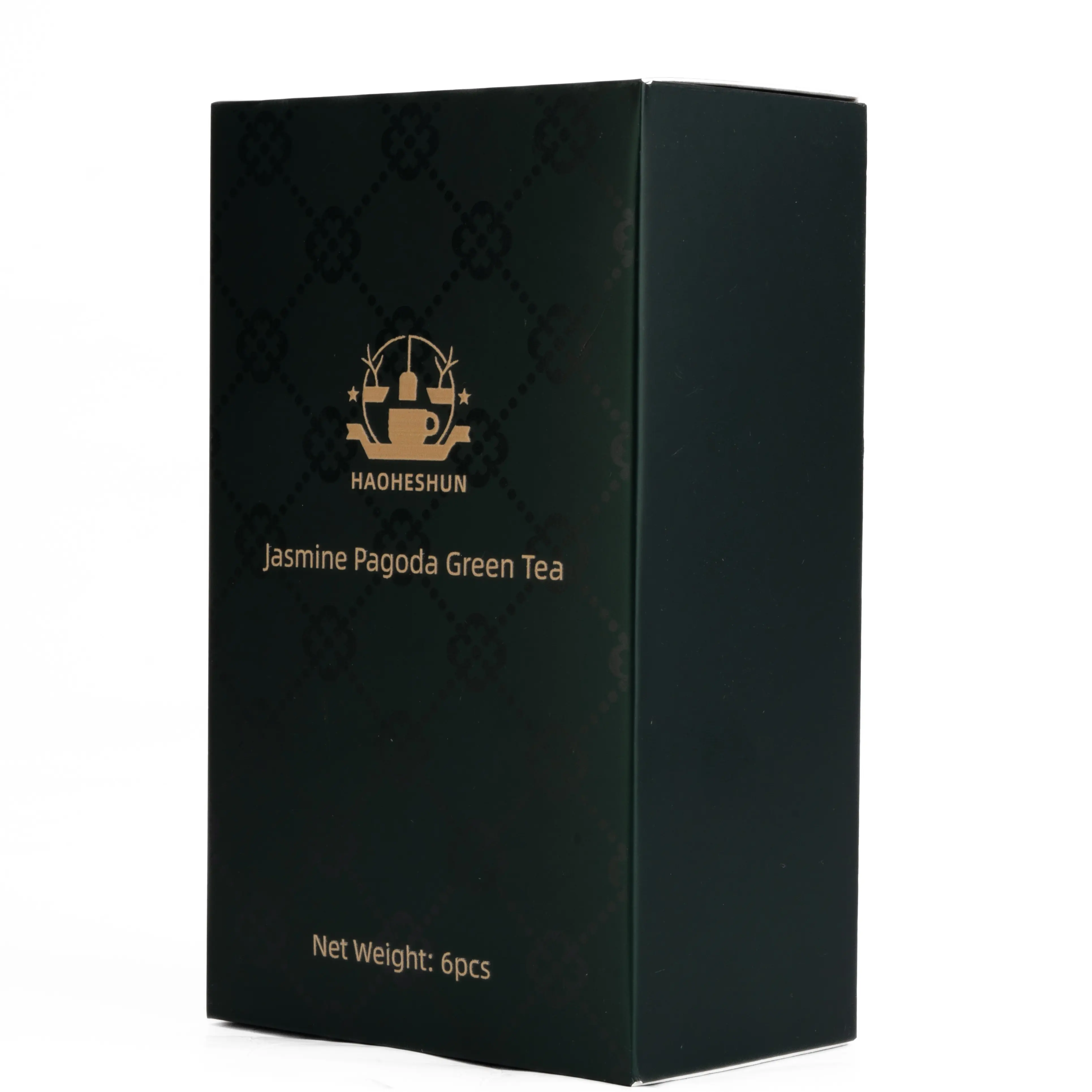 HAOHESHUN Organic Jasmine Green Scented Tea - Handcrafted Pagoda Shapes, Fragrant Buds, 0 Calories, Sugar-Free, Youth-Boosting, Bright Golden-Green Infusion, Naturally Sweet Finish, 6 Packs, Hot/Iced, Cupboard-Storable, 12-Month Shelf Life, China Origin