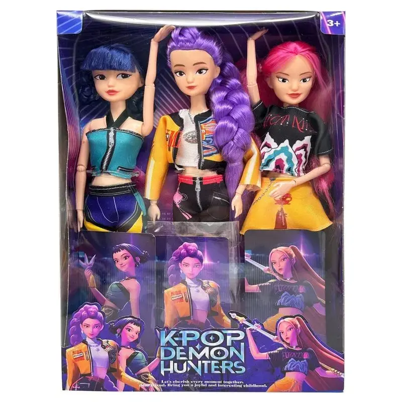 【New Year Gift】K-pop Demon Hunters Anime action figure doll 11.5 inches–12 Joint Movable Anime-Rumi, Mira and Zoey, Anime-Inspired Collectible Dolls, Merch Gift for Fans & Kids-desk display-Kpop Idol Merch Collectibles