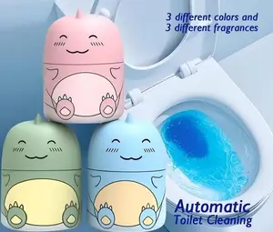 Cute Dinosaur-Shaped Toilet Cleaner Bottles – Bathroom Toilet Tank Cleaner with Ocean, Jasmine, and Peach Scents, Three Bottles for Long-Term Use (Three Colors, Three Bottles), Powerful Household Cleaning Tablets
