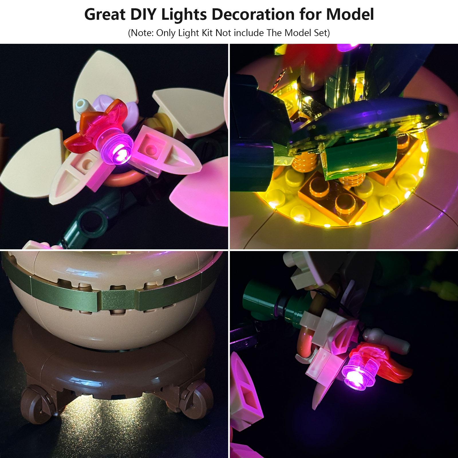 LYBMTWF Lighting Kit for LEGO 10343 Building Block Model Lighting Orchid — Indoor Plant Decor for Dining Tables, Desks, and Offices — A Valentine's Day Gift for That Special Someone (Model Set Not Included)