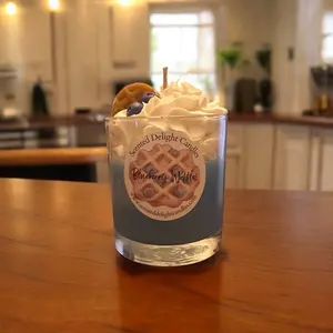 Blueberry Waffle Scented Candle 10oz - Scented Candle in Glass with Blueberry Waffle Design - Decorative Freshener