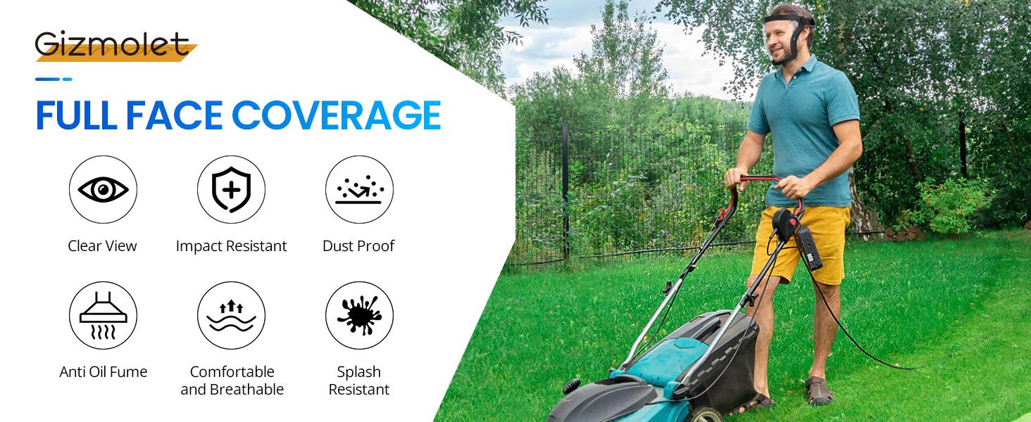 Full Face Protective Shield for Adults - Anti-Fog Safety Mask for Construction, Woodworking, Motorcycle, Cycling & Skiing, Adjustable Head Strap, Lightweight Polycarbonate Visor