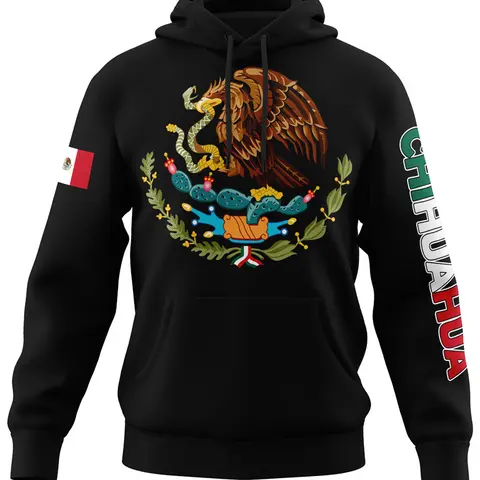 Mexico States Design Black Hoodie