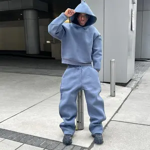 Y2K American Winter Oversized Hoodies Sweatpants Suits Men’s Vintage Hip Hop Casual Elasticity Pullover Fashion Punk 2-Piece Set Clothes Menswear