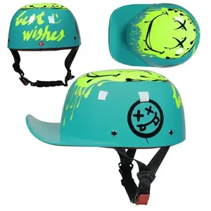 3C retro gangster personality baseball cap men and women painted helmet scoop helmet cap helmet electric car half helmet riding