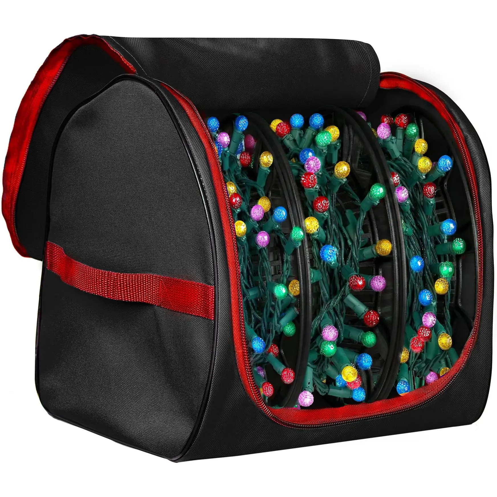 ZOBER Christmas Light Storage Reels - Christmas Light Organizer with 3 Plastic Wheels - 600D Oxford Fabric - Fits 200 Mini Lights per Spool, Lights Storage - Stitched Reinforced Handles