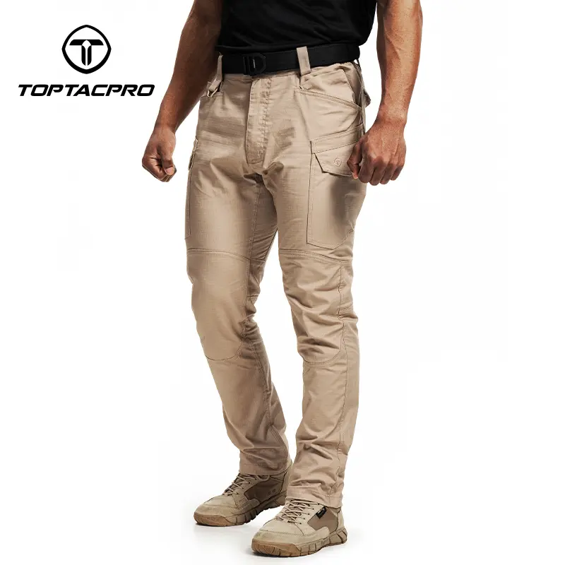 TOPTACPRO Men's Spandex Cargo Pants - Stretch Fit Elastic Ripstop Fabric, Belt, Zipper, Waterproof, Multi Pockets for Hiking, Daily Wear 8202, Menswear, Grid, Outdoors, Universal