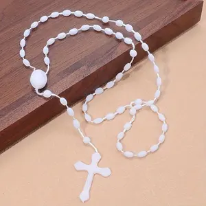 1pc Multi-Color Cross Pendant Necklace, Long Sweater Chain, High-End Jewelry for Men and Women, Unique Design, Trendy Collarbone Chain