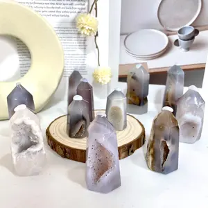 Stochastic 2~3 Counts Wand Druzy Natural Raw Geode From IG Crystal