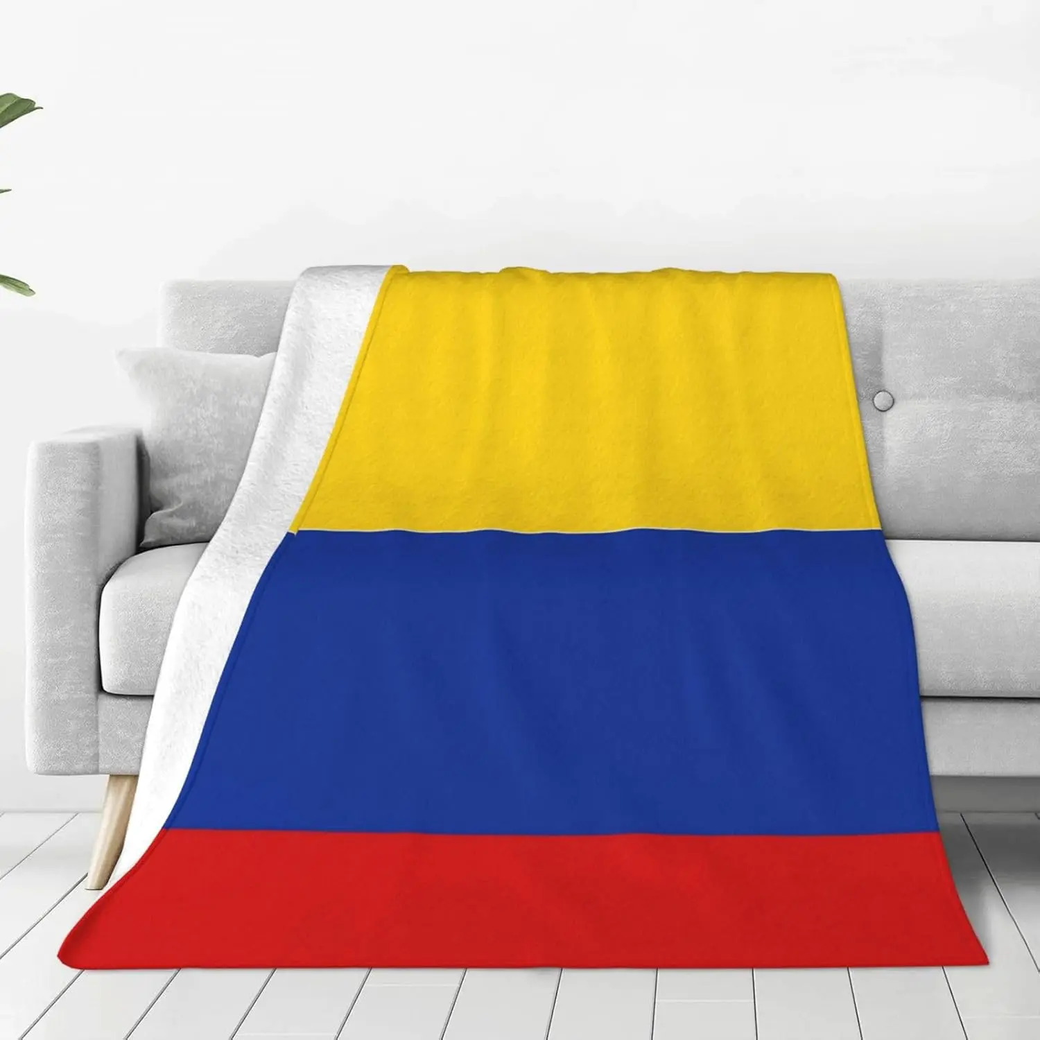 Glam Colombia Flag Flannel Blanket - Wrinkle Resistant, Breathable, Durable, Soft, Machine Washable 80"x60" Throw for Bed, Couch, Camping