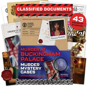 Lucky Egg MMC Buckingham Palace – Murder Mystery Game for Adults & Teens – 43 Evidence Pieces, 150 Min Gameplay (3/5 Difficulty) – Cold Case Files Detective Game for 1+ Players