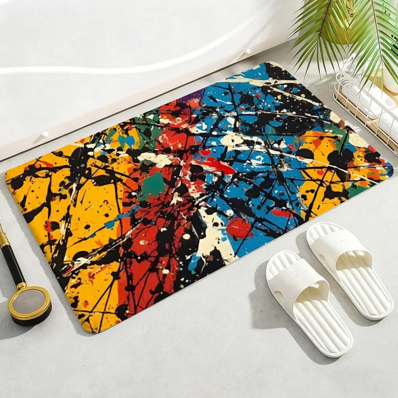 Abstract art J-Jackson P-Pollock Floor Mat Soft Thickened Flannel Door Mat Non-Slip Living Room Rug Home Decor