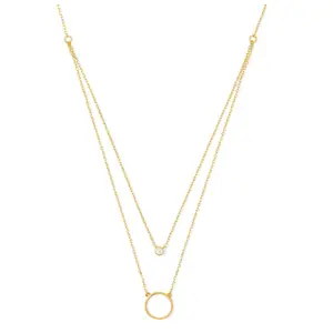 Double layer appeal- 1 layer small framed cz, 1 layer delicate open circle