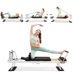 GAOMON White Pilates Reformer, Foldable Reformer Pilates Machine with High & Low Mode,Pilates Machine for Home Use with Jump Board, Springs and Cords, Pilates Equipment with Adjustable Resistance