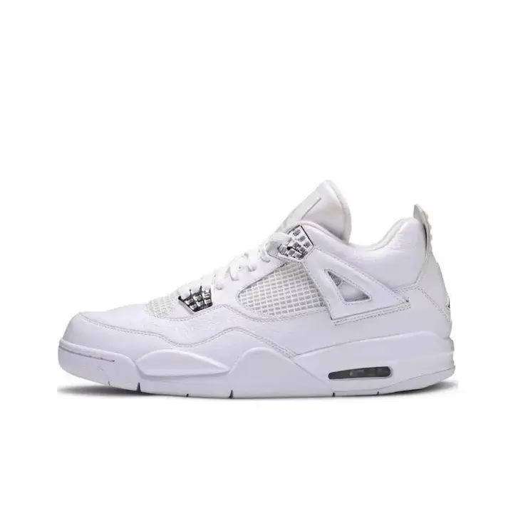 All White Retro Basketball Sneakers, Classic Mid Top Street Casual Shoes, Cushioned Breathable Non Slip Fashion Sports Shoes for Men Women